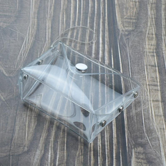 Small Transparent Plastic Snap Coin Purse Multifunctional Wallet