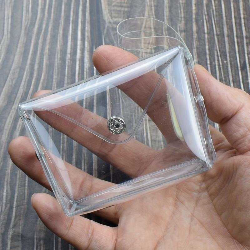 Small Transparent Plastic Snap Coin Purse Multifunctional Wallet