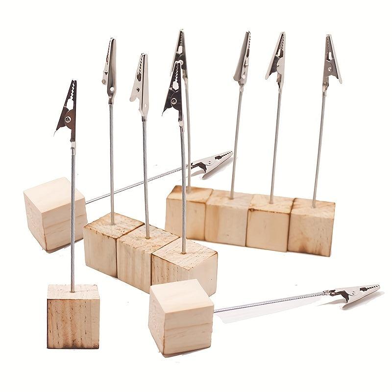 Wooden Business Card Holder Crocodile Clip Message Clip