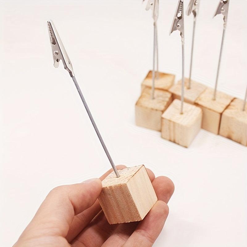 Wooden Business Card Holder Crocodile Clip Message Clip