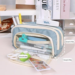 Large Capacity Beige Pencil Case for Students Teenagers Adults
