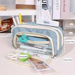 Large Capacity Beige Pencil Case for Students Teenagers Adults