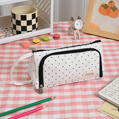 Canvas Pencil Pouch Large Capacity Pen Holder Multifunctional Bag