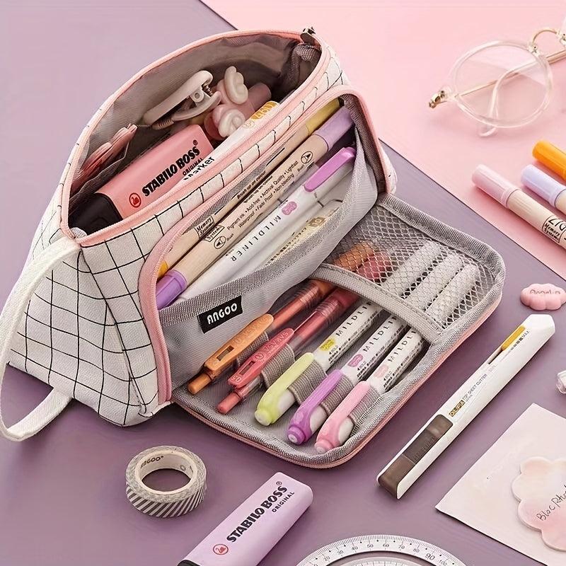 Canvas Pencil Pouch Large Capacity Pen Holder Multifunctional Bag