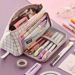 Canvas Pencil Pouch Large Capacity Pen Holder Multifunctional Bag