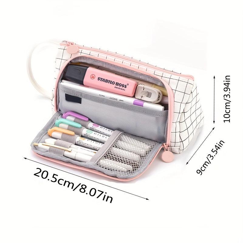 Canvas Pencil Pouch Large Capacity Pen Holder Multifunctional Bag
