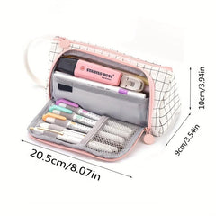 Canvas Pencil Pouch Large Capacity Pen Holder Multifunctional Bag