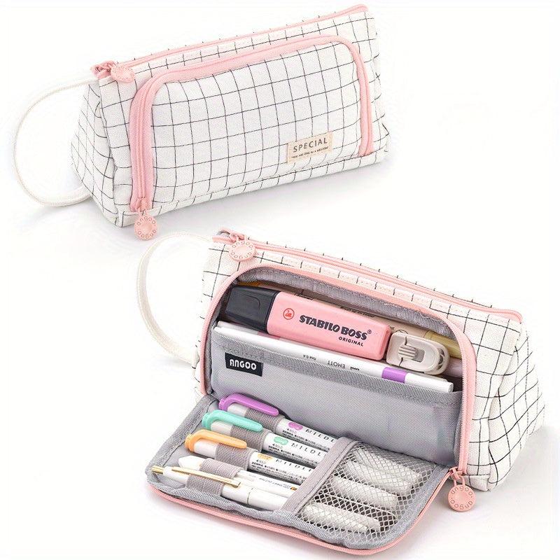 Canvas Pencil Pouch Large Capacity Pen Holder Multifunctional Bag