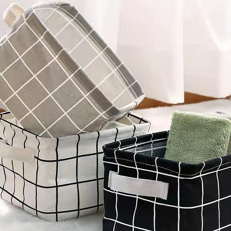 Large Capacity Foldable Plaid Storage Box