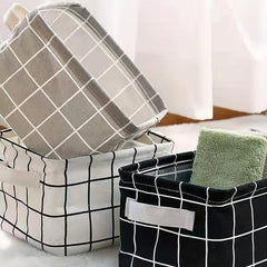 Large Capacity Foldable Plaid Storage Box