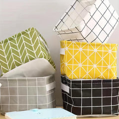 Large Capacity Foldable Plaid Storage Box