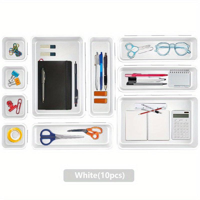 Interlocking Desk Drawer Organizer Set, Various Size Storage Bins