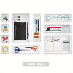 Interlocking Desk Drawer Organizer Set, Various Size Storage Bins