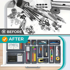 Interlocking Desk Drawer Organizer Set, Various Size Storage Bins