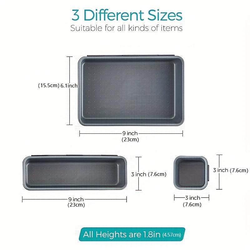 Interlocking Desk Drawer Organizer Set, Various Size Storage Bins