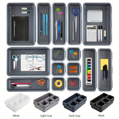 Interlocking Desk Drawer Organizer Set, Various Size Storage Bins