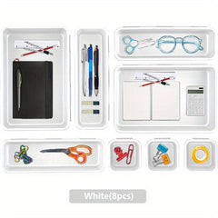 Interlocking Desk Drawer Organizer Set, Various Size Storage Bins