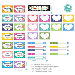 Class Jobs Pocket Chart 70 Pcs Cards 3 Hooks 2 Markers