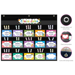 Class Jobs Pocket Chart 70 Pcs Cards 3 Hooks 2 Markers