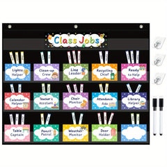 Class Jobs Pocket Chart 70 Pcs Cards 3 Hooks 2 Markers