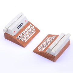 Wood Typewriter Message Business Card Sticky Note Holder
