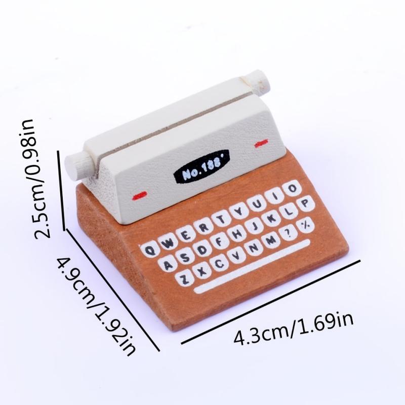 Wood Typewriter Message Business Card Sticky Note Holder