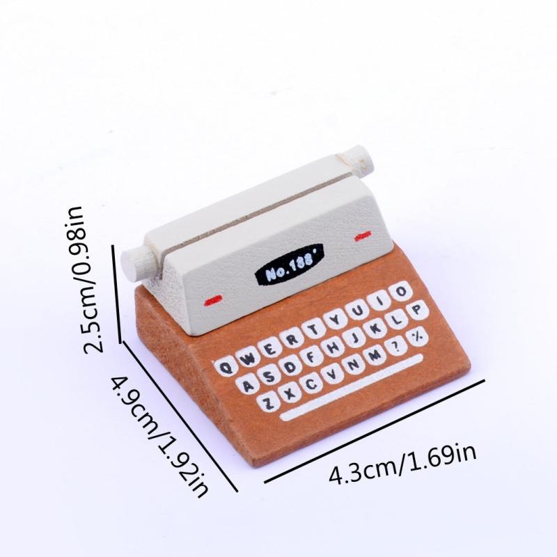 Wood Typewriter Message Business Card Sticky Note Holder