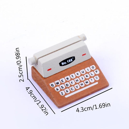 Wood Typewriter Message Business Card Sticky Note Holder