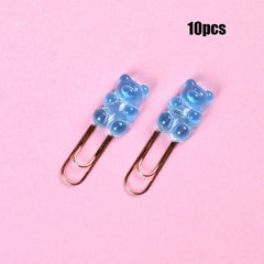 10pcs Candy Bear Metal Rose Paper Clip Office School Stationery