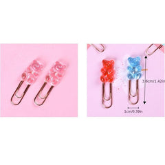 10pcs Candy Bear Metal Rose Paper Clip Office School Stationery