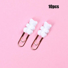 10pcs Candy Bear Metal Rose Paper Clip Office School Stationery
