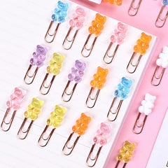 10pcs Candy Bear Metal Rose Paper Clip Office School Stationery