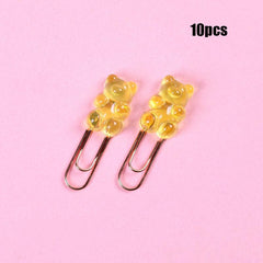 10pcs Candy Bear Metal Rose Paper Clip Office School Stationery