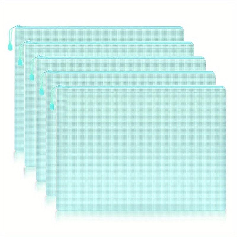 5pcs Mesh Zipper Pouch Waterproof File Folders A4 School Office Supplies