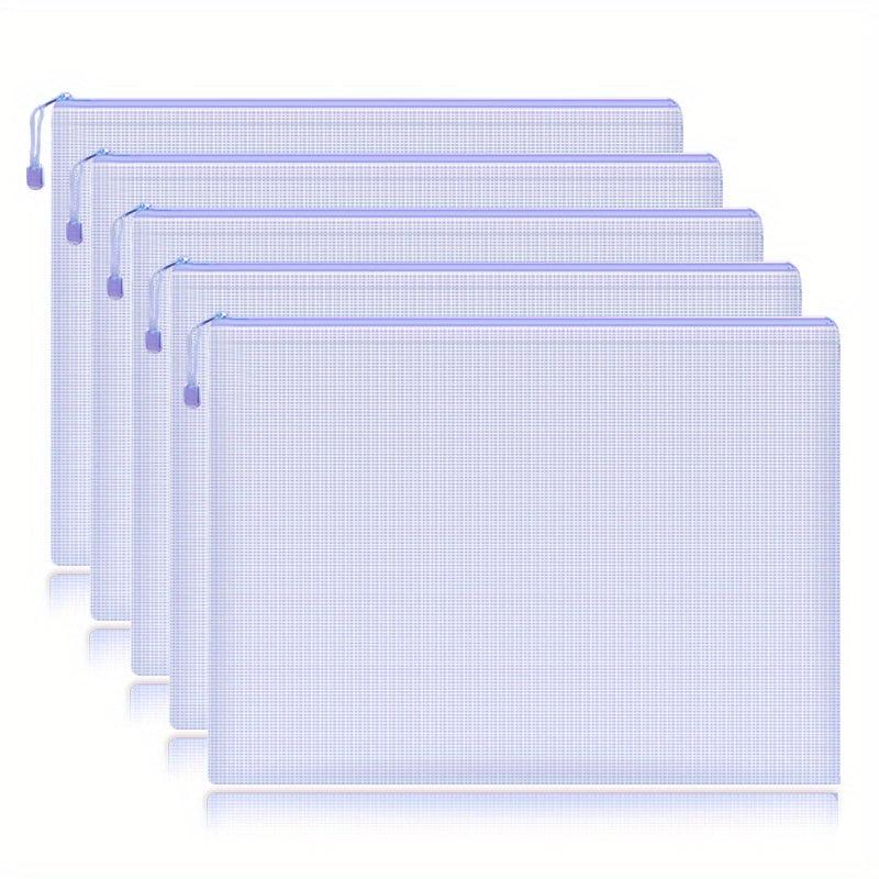 5pcs Mesh Zipper Pouch Waterproof File Folders A4 School Office Supplies