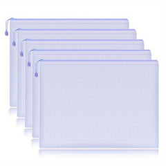 5pcs Mesh Zipper Pouch Waterproof File Folders A4 School Office Supplies