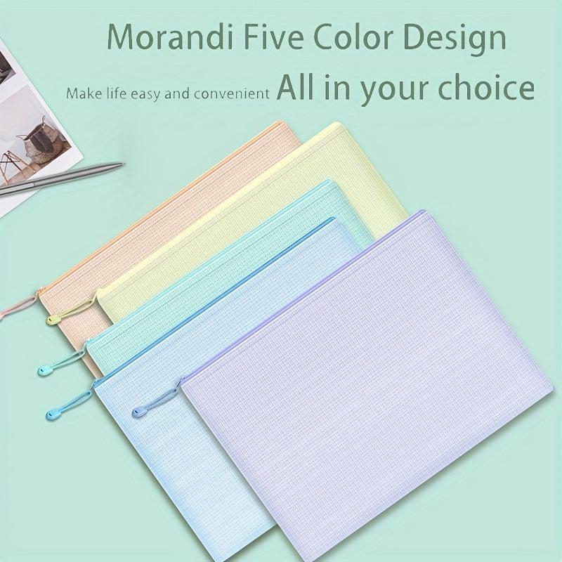 5pcs Mesh Zipper Pouch Waterproof File Folders A4 School Office Supplies