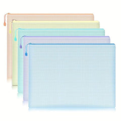 5pcs Mesh Zipper Pouch Waterproof File Folders A4 School Office Supplies
