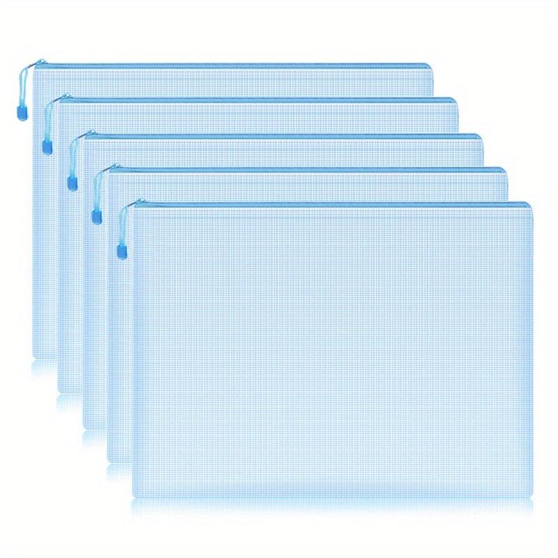 5pcs Mesh Zipper Pouch Waterproof File Folders A4 School Office Supplies