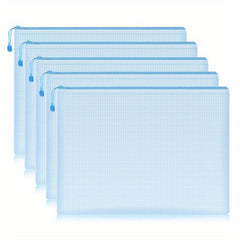 5pcs Mesh Zipper Pouch Waterproof File Folders A4 School Office Supplies