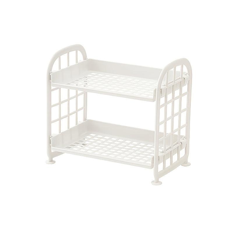 2 Tier Desktop Stationery Rack Storage Holder Plastic Shelf Makeup Organizer