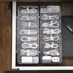 Transparent Plastic Cable Storage Box for Desk Stationery