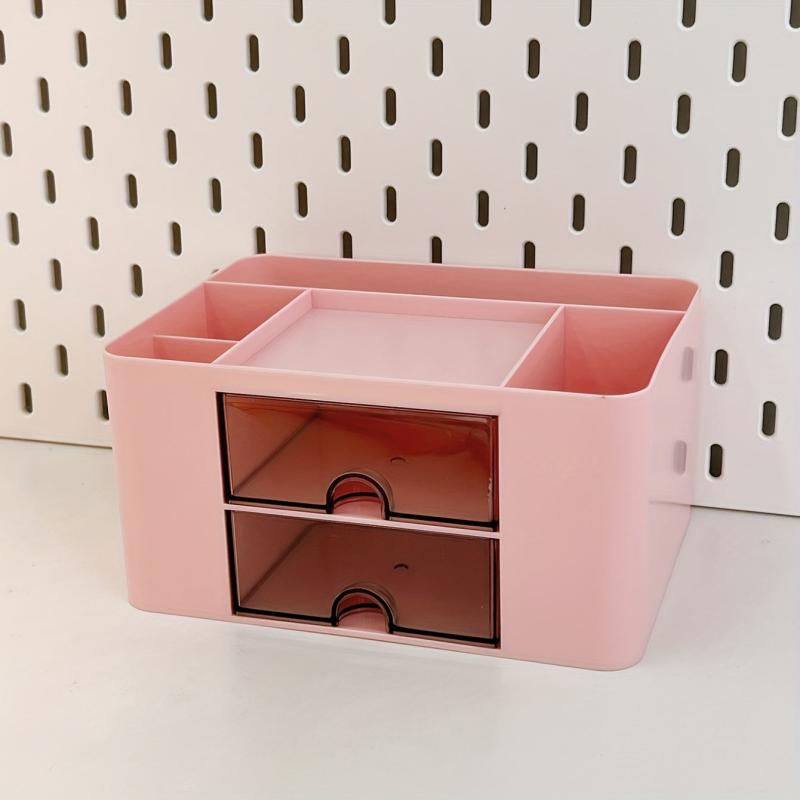 Square Double Layer Drawer Pen Holder Storage Box