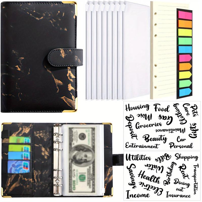 Marble A6 Budget Binder with 8 Cash Envelopes & More