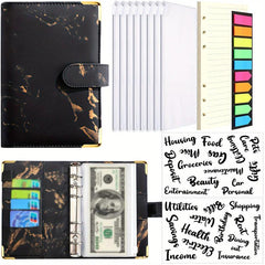 Marble A6 Budget Binder with 8 Cash Envelopes & More