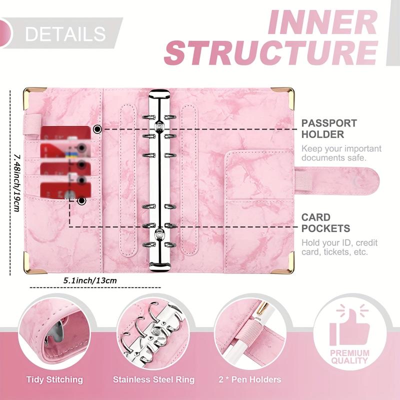 Marble A6 Budget Binder with 8 Cash Envelopes & More