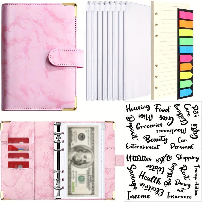 Marble A6 Budget Binder with 8 Cash Envelopes & More