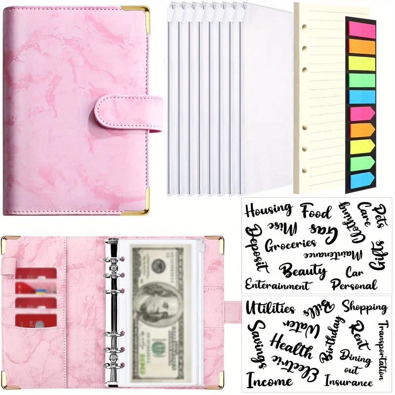 Marble A6 Budget Binder with 8 Cash Envelopes & More
