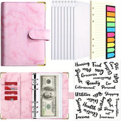 Marble A6 Budget Binder with 8 Cash Envelopes & More