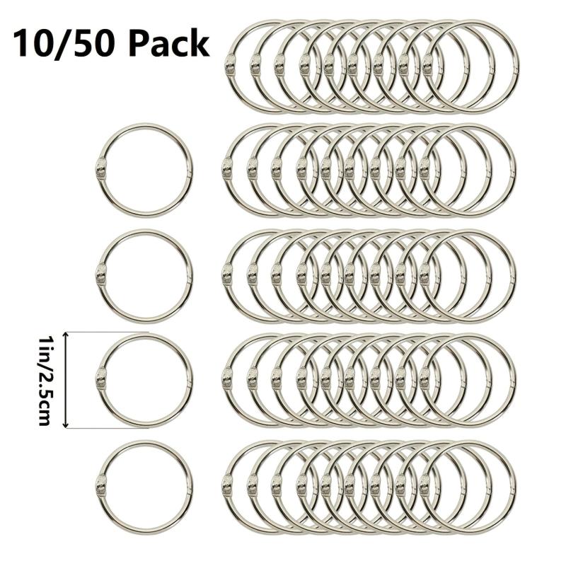 50 Pack 1 Inch Loose Leaf Binder Rings for Index Cards Flash Cards